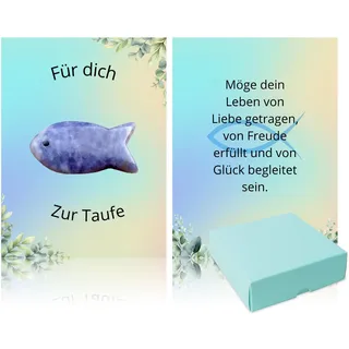 Taufgeschenke Jungen Taufe Geschenk Taufgeschenke für Mädchen, Set mit Karte Fisch Symbol Glücksstein Geschenkbox Deko zur Taufe Jungen Mädchen Erinnerung Geschenkset