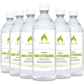 PURE FLAME Bioethanol 96,6% 30 x 1L Flaschen zum handlichen Gebrauch – Reinheit, Qualität, Sicherheit - nachhaltige Herstellung - Made in Germany