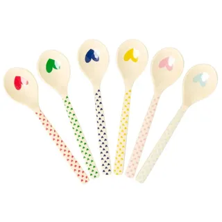 Rice Teelöffel - 6 Stück - Hearts Print - mit Herzen - Melamin