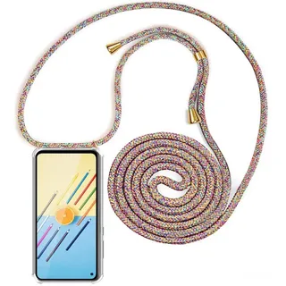 HomiTunky Handykette Handyhülle für Oppo Reno 8 Lite 5G mit Band - Handy-Kette Handy Hülle mit Kordel zum Umhängen Handyanhänger Halsband Lanyard Case - Transparent Schutzhülle in Rainbow