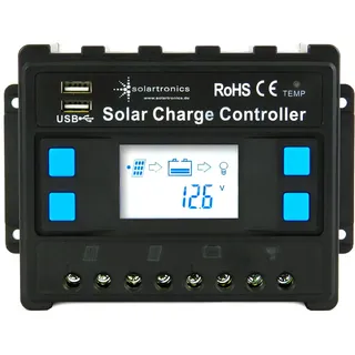 Solartronics Laderegler 12V/24V blau 20A 30A 40A 50A 60A Photovoltaik Solarladeregler Solar PV (40A)