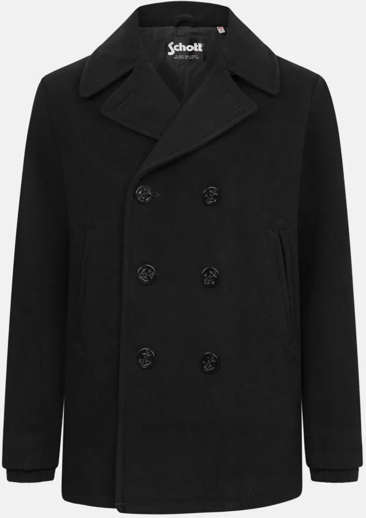 Schott NYC Caban Schwarz Pea Coat Jacke