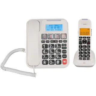 Schnurgebundenes, Schnurloses Seniorentelefon, Anrufbeantworter, Anrufsperre, Fotowahl, Lauter Klingelton, Freisprechanruf, 3-Wege-Anruf, Sprachführung, Großer Bildschirm,