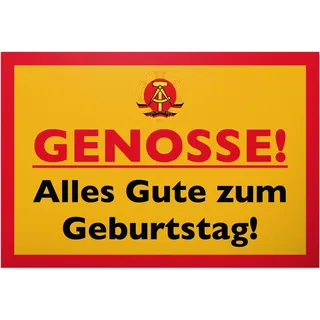 DankeDir! Genosse Alles Gute zum Geburtstag DDR - Schild 30 x 20 cm - Geburtstagsgeschenk Männer Freund Geburtstag Geschenk - Partydeko Geburtstagsdeko Geschenkidee Geburtstagskarte Ossi