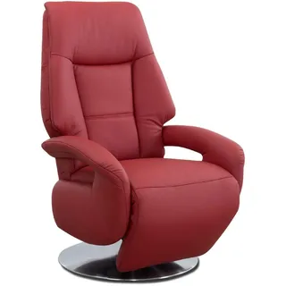 Cavadore Ledersessel Edinburgh / Fernsehsessel mit manuell verstellbarer Relaxfunktion / 74 x 114 x 77 / Echtleder: rot