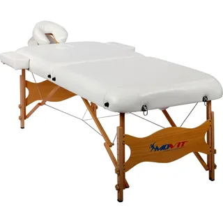 MOVIT Deluxe Massageliege inkl. Tasche, XXL Breite 80 cm, 8 cm Polsterung, Vollholzgestell, Farbwahl, schadstoffgeprüft, weiß