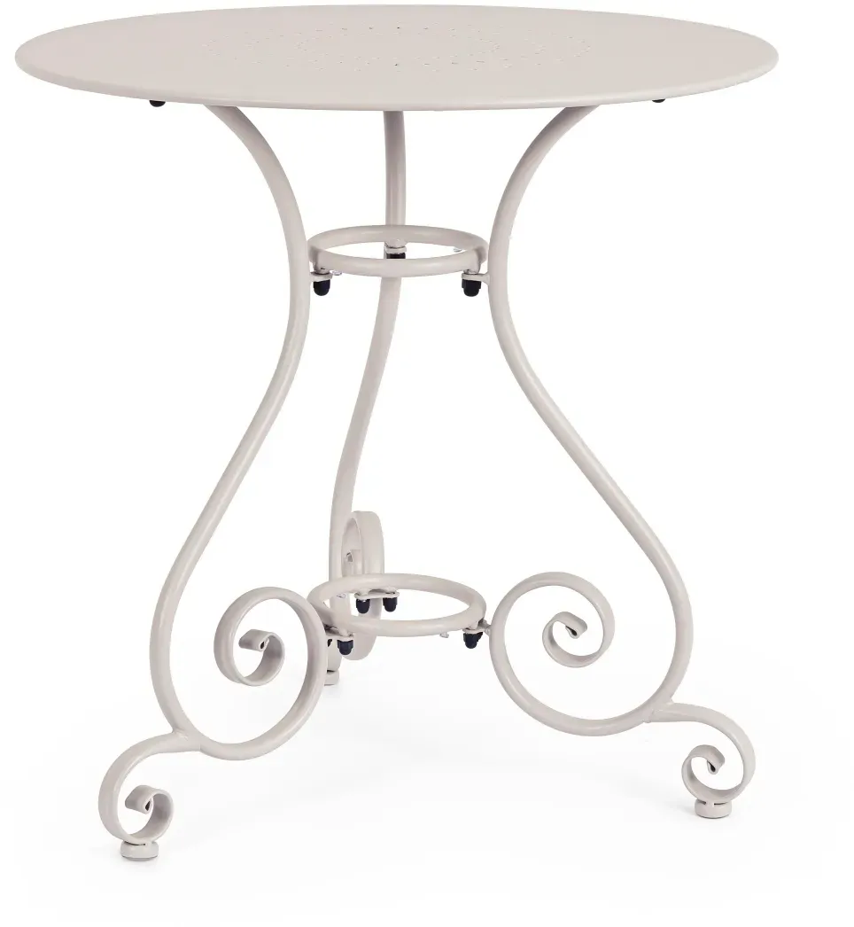 Gartentisch Etienne aus Metall, klassisches Design, rund, Beige Griz, pflegeleicht pulverbeschichtet