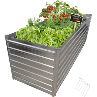 NATIV Hochbeet Metall eckig 240x77x77cm, silber, Gartenbeet, Pflanzbeet, Kräuterbeet