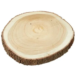 Meinposten Holzbauscheibe Holzscheibe Baumscheibe Dekobrett Holzbrett Brett Deko Tablett Ø30cm, Ø 280,00 mm, 1-St., Durchmesser: 28 bis 32 cm beige|braun
