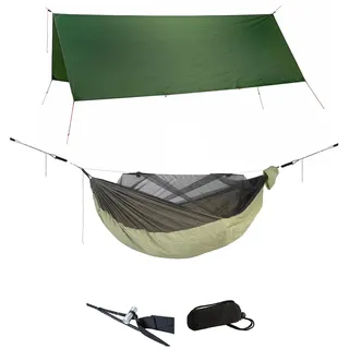 AMAZONAS Overnight Set XXL - Ultra Light Hängematte Moskito Traveller Quilted XXL + Adventure Rope + Wetterschutz Traveller Tarp XXL