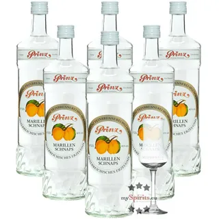 6 x Prinz Marillen-Schnaps + gratis Schnapskelch
