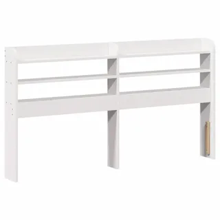 vidaXL Kopfteil mit Ablagen Weiß 160 cm Massivholz Kiefer