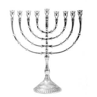 Nklaus Menorah 32cm hoch Hanukkah für Kerzen bis Ø 1,2cm Kerzenleuchter groß Silber 9er Kerzenständer Messing vernickelt 2801