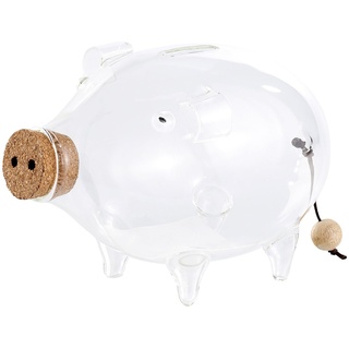 Carlo Milano Sparschwein groß: Deko XL Sparschwein aus Glas, 21 cm (Spardose groß Glas, Sparschwein Glas groß, Geburtstag)