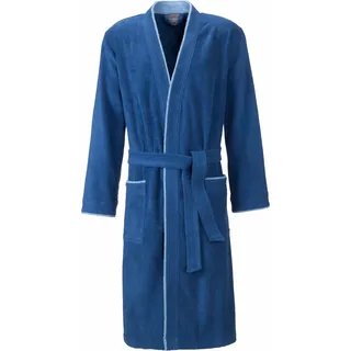Egeria Herrenbademantel EGERIA "Nico, ideal für Sauna & Spa, Hotelbademantel, Morgenmantel" Gr. M, blau (jeansblau), L:120cm in Gr. M, Walkfrottee, Hausmäntel, Bademantel, mit Kimono-Kragen, farblich abgesetzte Paspelierung