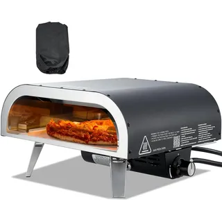 VEVOR Tragbarer Pizzaofen für den Außenbereich, Gasofen, 30,5 cm, Propanofen mit klappbaren Beinen für Camping, im Freien, mit Sprühgerät aus Eisen, für Terrasse und Garten, Schwarz