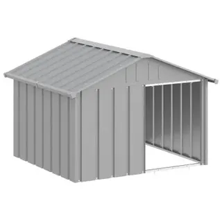 vidaXL Hundehütte Grau 116,5x103x81,5 cm Verzinkter Stahl