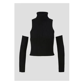 QS - Stricktop mit Stulpen | QS x ELIF, Damen, schwarz, L