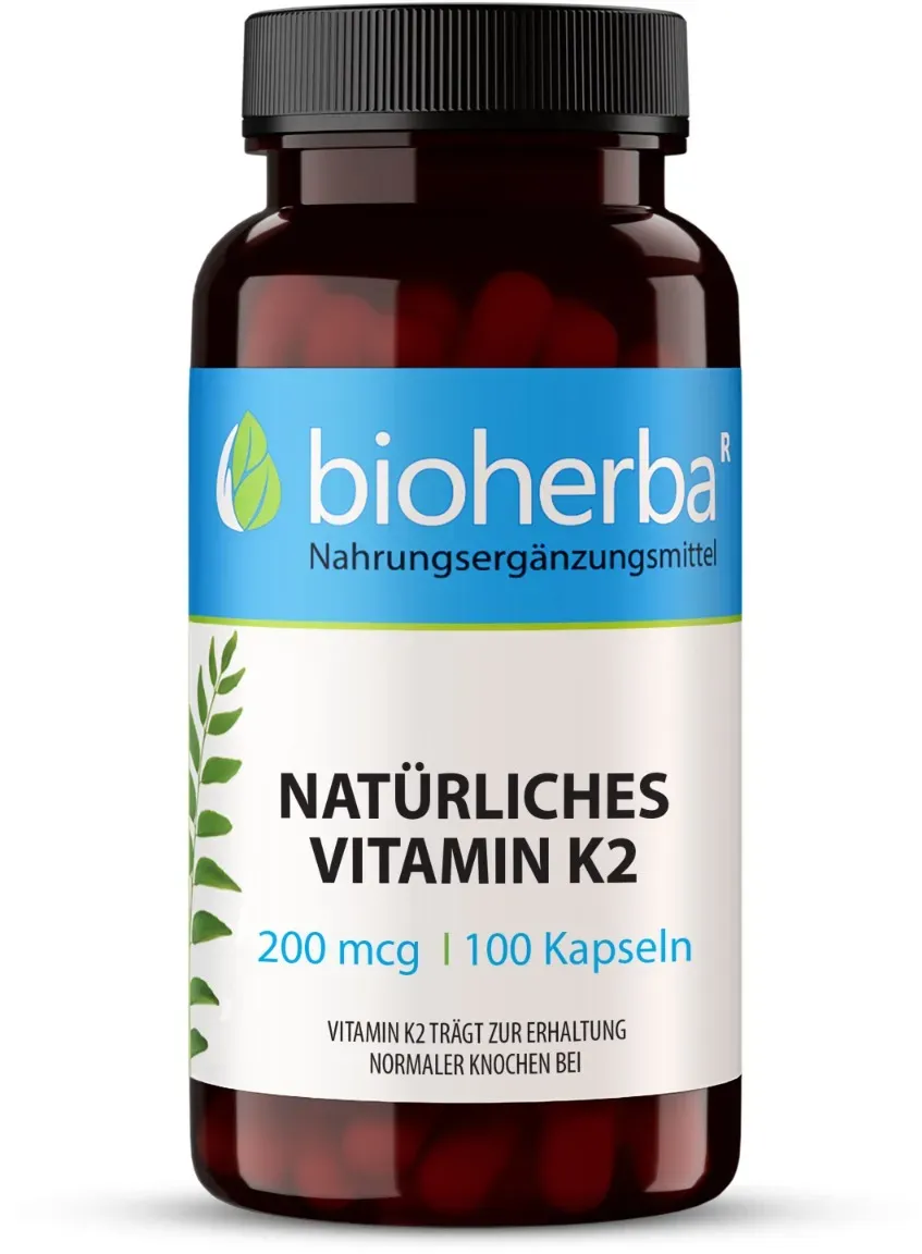Natürliches Vitamin K2 200 mcg 100 Kapseln