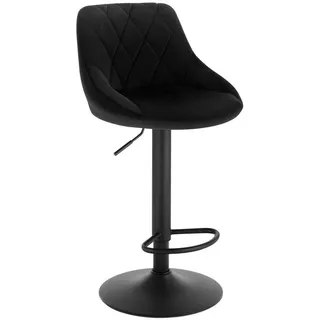 Woltu Barhocker Barstuhl, Gute gepolsterte Sitzfläche aus Samt, Höhenverstellbar, 360° Drehbar, Schwarz