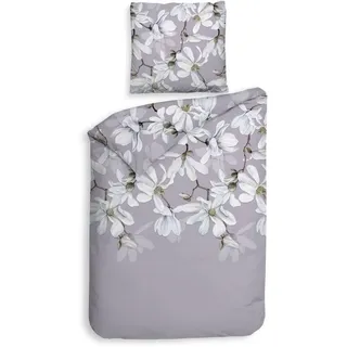 Heckett and Lane Bettwäsche Stacey, Flanell, 2 teilig, Blumen Design, 100% Baumwolle ab 135x200 cm. lila