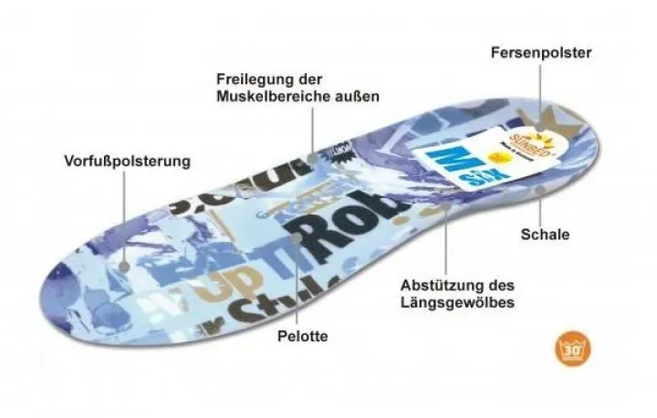 Sunbed Six Schuheinlagen 44 blau combi
