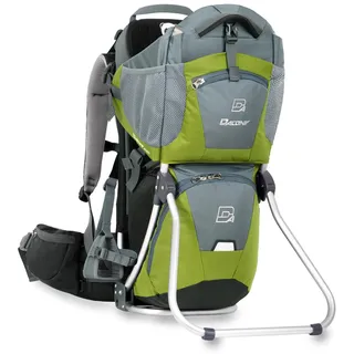 Kraxe Kindertrage Dacony, inklusive einem Paar Fußstützen mit Fersenarretierung, für das Tragen auf dem Rücken- Kindertragerucksack mit Rahmen- bis 25 kg- geeignet für alle Körpergrößen (Lime Green)