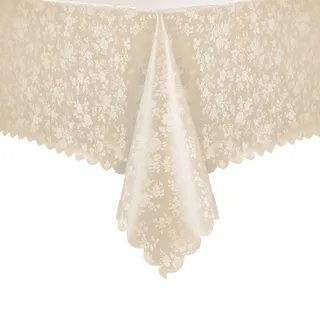 Romanstile Wachstuchtischdecke 100x140 beige rechteckig 350GSM abwaschbar plastik Tischdecken Table Cloth 100% wasserdicht,wetterfest Deko für Geburtstag,Party,Outdoor,Ostern,Frühling,Esszimmer,Garten