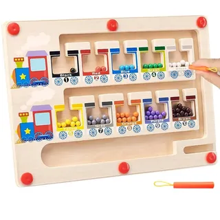 Farbe Magnetspiel Labyrinth Spielzeu,Magnetisch Holzspielzeug,Montessori Spielzeug Magnetspiel Labyrinth,Farb und Zahlenlabyrinth Sortierspiel,Lernspielzeug Labyrinth,für Mädchen und Jungen