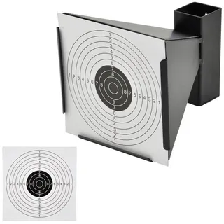 BigDean Kugelfang mit 100 Zielscheiben Scheibenkasten Luftgewehr Luftpistole 14x14 cm, (Set, 101-tlg., 1 Kugelfang + 100 Zielscheiben), Stahl, Wandmontage oder Pfostenmontage schwarz