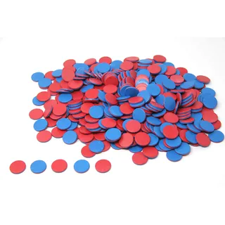 WISSNER® 400 Wendeplättchen in rot-blau aus RE-Plastic, Rechenplättchen für den Mathematikunterricht in der Grundschule, Plättchen