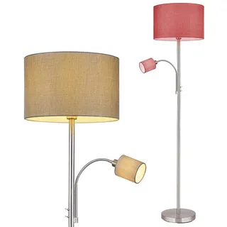 GLOBO LIGHTING LED Stehlampe, Leuchtmittel inklusive, Kaltweiß, Warmweiß, Neutralweiß, Tageslichtweiß, Farbwechsel, Smart RGB LED Deckenfluter mit Leselampe Stehlampe Textil grau