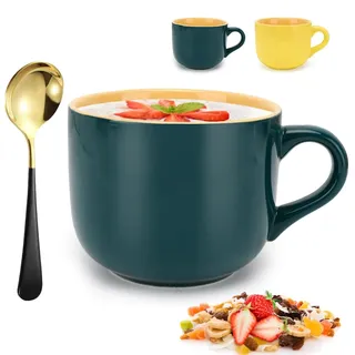Umllpet XXL Jumbotasse 600ML Keramik, Suppentasse mit Henkel & Teetasse Groß, Geburtstag/Vatertag Geschenk für Männer, Kaffeebecher, Cappuccinotasse Müslischalen Müsli Salat Schale für Büro, Zuhause