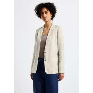 STREET ONE Longblazer STREET ONE, Damen, Gr. 38, beige (moonstone sand), Web, 100% Leinen, unifarben, normal lang, V-Ausschnitt, Bündchen, Blazer, mit Reverskragen