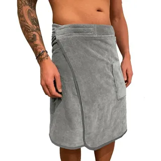 HOMELEVEL Saunahandtuch Saunakilt für Herren - Sauna Kilt für Männer aus Baumwolle - Saunatuch Herren mit Tasche - verstellbares Sauna Tuch Handtuch Towel Männer