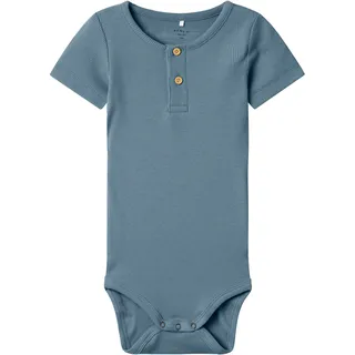 NAME IT Rib Baby Body Kurzarm in Blau 56