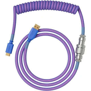 Glorious Gaming Premium Coiled Keyboard Cable - Vergoldetes USB-A (PC) auf USB-C (Tastatur), Schutz vor Kabelsalat, doppelt geflochtene Ummantelung, 5-poliger Aviator-Stecker - Nebula