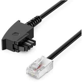 deleyCON 1m Routerkabel TAE-F auf RJ45 (8P2C) Anschlusskabel Kompatibel mit DSL ADSL VDSL Fritzbox Internet Router an Telefondose TAE - Schwarz