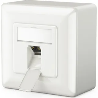 deleyCON 1x CAT6 Universal Netzwerkdose - 1x RJ45 Port - Geschirmt - Aufputz oder Unterputz - 1 Gigabit Ethernet Netzwerk - EIA/TIA 568A&B - Weiß
