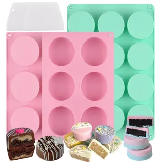 Fahibin 3 Stück Cylinder Silicone Mould, Runde Schokoladen-Formen, Zylinder-Silikonform, Keksform aus Silikon für Cake-Pops, Seife, Schokolade,Badebomben, Käsekuchen,2 Abstreifer