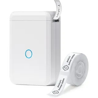 Niimbot D110 Beschriftungsgerät mit Klebeband, tragbarer Etikettendrucker, Bluetooth-Thermo-Etikettendrucker für Lager, Büro, Haushalt, Organisation (weiß)