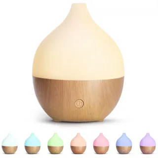 SALKING Aroma Diffuser Ätherische Öle - Aromatherapie Raumduft Ultraschall Diffusor 100ml mit Automatischer Abschaltfunktion,Weiß Holzmaserung Duftöldiffusoren Duftlampe RGB für Zuhause Büro