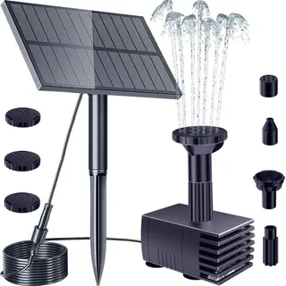 Sollbry Solar-Wasserpumpe für den Außenbereich, verbessertes Solar-Teichpumpen-Set mit Pfahl, solarbetriebene Wasserpumpe für Vogelbad, Garten,