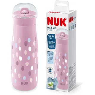 NUK Mini-Me Flip Cup - mit bissfestem Trinkaufsatz 450 ml - Punkte - Violett