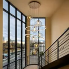 s.luce Galaxy XXL LED Galerielampe 8-flammig Ringleuchte Glaskugeln Schwarz/Rauch