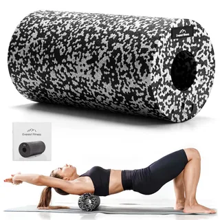 EVEREST Fitness Faszienrolle 30 cm mittel-hart in schwarz/weiß inkl. Booklet - Professionelle Faszien Rolle für Rücken und Wirbelsäule, Foam Roller, Massagerolle, Fitness Rolle, Yoga Massageroller