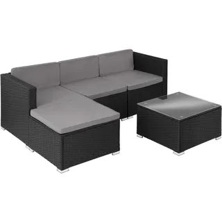 Tectake Lignano Rattan Lounge 5-tlg. Schwarz