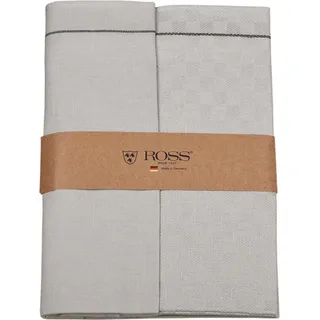 Ross 2er Pack Zwirn Halbleinen Geschirrtücher Karofond 50x70 cm | chrom - grau