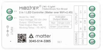 Milight/Miboxer LED Controller 2in1 Single Color + CCT DC12-24V Matter over WiFi + 2.4GHz MiLight/Miboxer 250078