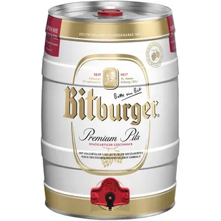 Bitburger Premium Pils 5 Liter Bierfass mit Zapfhahn, Pfandfrei